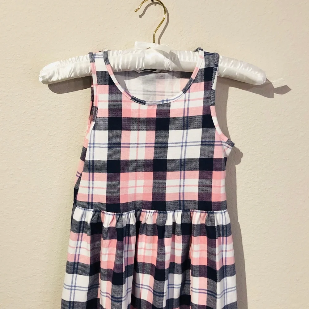 H&M Girls Casual Plaid Multicolor Mini Dress Size 6-8Y NWT
